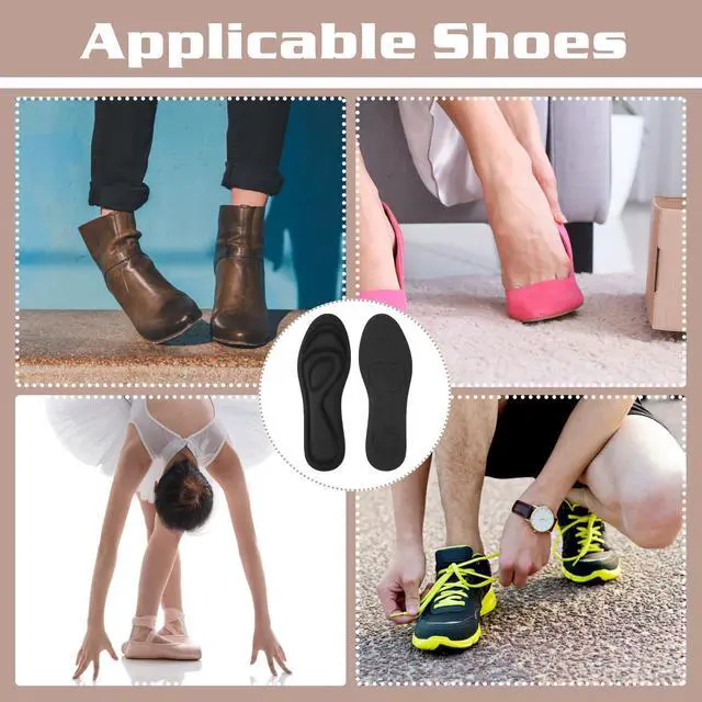 Alt view image 6 of 7 - 2 Pairs Memory Foam Insoles, Full-Foot Responsive Cushioning, Plantar Fasciitis Insoles for Women Man, Orthotic Shoe Inserts Arch Support Inserts for Foot Health (Black, W 7.5-8.5 /M 5.5-6.5)