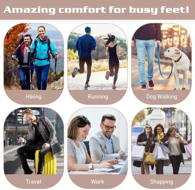 Alt view image 7 of 7 - 2 Pairs Memory Foam Insoles, Full-Foot Responsive Cushioning, Plantar Fasciitis Insoles for Women Man, Orthotic Shoe Inserts Arch Support Inserts for Foot Health (Black, W 7.5-8.5 /M 5.5-6.5)