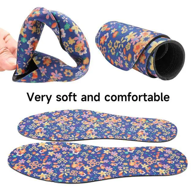 Alt view image 4 of 7 - Womens No Show Socks Anti-Odor Sockless Shoe Inserts Size 6-9 | Thin Shoe Insoles,Breathable,Comfort Barefoot Shoe Liner,Machine Washable,Moisture Control,Cute,Everyday Insole,Floral Print