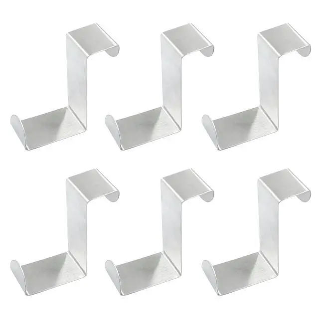 Alt view image 2 of 5 - 6 Pcs Over Cabinet Door Hooks Z-Shaped Hanging Hooks, Dual Head | Drawer Towel Hooks Fits 3/4" and 1-1/2", Stainless Steel Door Hangers Hooks for Kitchen Bathroom Bedroom