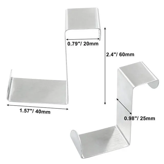 Alt view image 3 of 5 - 6 Pcs Over Cabinet Door Hooks Z-Shaped Hanging Hooks, Dual Head | Drawer Towel Hooks Fits 3/4" and 1-1/2", Stainless Steel Door Hangers Hooks for Kitchen Bathroom Bedroom