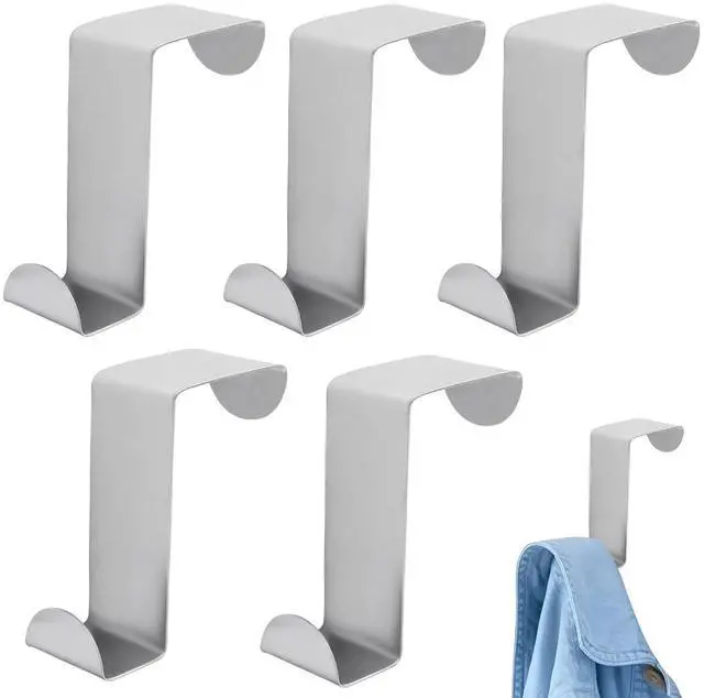Main image of 5 Pack Stainless Steel S-Shaped Door Hook, Black | Over Cabinet, Double Hook for Hanging Clothes, Hats, Towels, 60x25mm, Works with 20mm & 40mm Openings