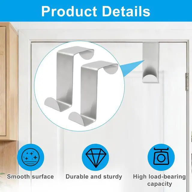Alt view image 3 of 5 - 5 Pack Stainless Steel S-Shaped Door Hook, Black | Over Cabinet, Double Hook for Hanging Clothes, Hats, Towels, 60x25mm, Works with 20mm & 40mm Openings