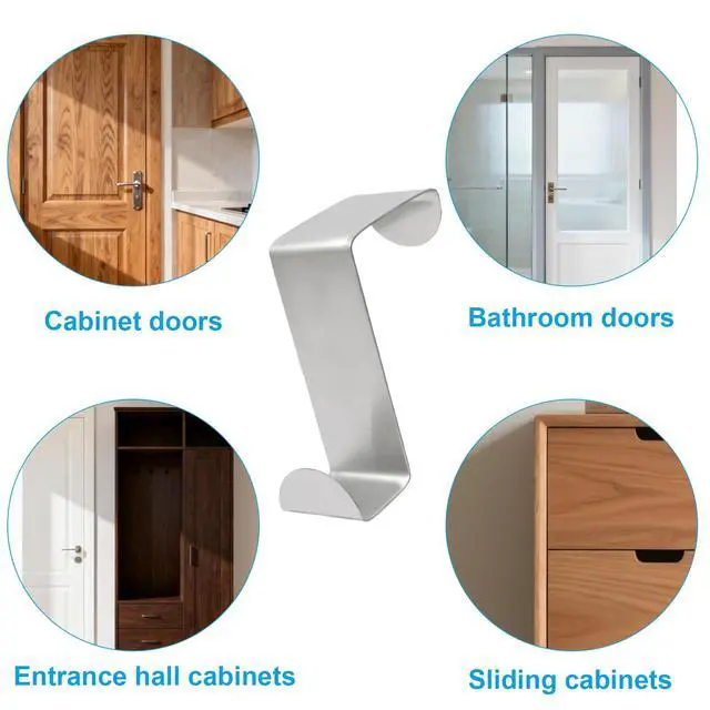Alt view image 4 of 5 - 5 Pack Stainless Steel S-Shaped Door Hook, Black | Over Cabinet, Double Hook for Hanging Clothes, Hats, Towels, 60x25mm, Works with 20mm & 40mm Openings