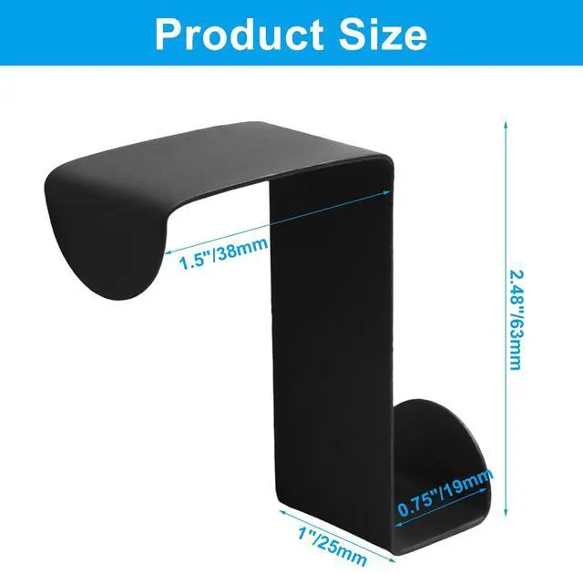 Alt view image 3 of 5 - 2 Pack Stainless Steel Door Hook, Black | Over Cabinet, S-Shaped Double Hook, For Hanging Clothes, Hats, Towels, 60x25mm, Fits 20mm & 40mm Opening
