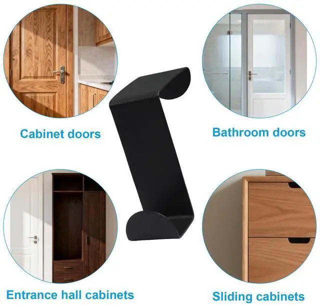 Alt view image 4 of 5 - 2 Pack Stainless Steel Door Hook, Black | Over Cabinet, S-Shaped Double Hook, For Hanging Clothes, Hats, Towels, 60x25mm, Fits 20mm & 40mm Opening
