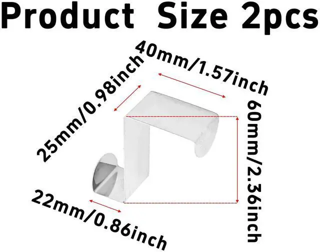 Alt view image 2 of 5 - 2Pcs Over The Door Hooks, Stainless Steel Z-Shaped Dual Head Hangers for Hanging Clothes, Towels, Coats, Hats(Silver)