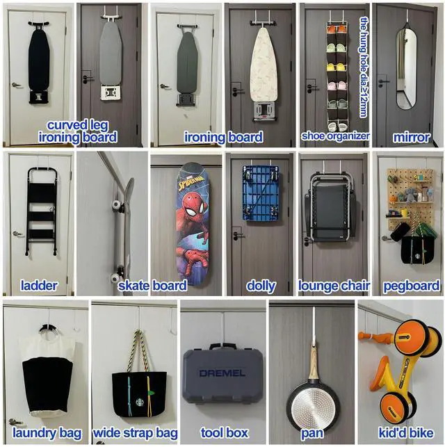 Alt view image 3 of 7 - Over Door Hooks White Rubber Coat Steel 2 Pcs Fit 0.5" to 1-3/8" Door 7.5" | Hang Towels, Robes, Coats, Bags, Hats, Scratch-Free, Sturdy, Door Opens and Closes Normally for Bathroom Bedroom