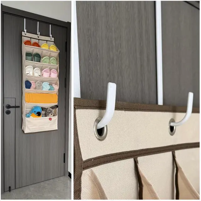 Alt view image 7 of 7 - Over Door Hooks White Rubber Coat Steel 2 Pcs Fit 0.5" to 1-3/8" Door 7.5" | Hang Towels, Robes, Coats, Bags, Hats, Scratch-Free, Sturdy, Door Opens and Closes Normally for Bathroom Bedroom