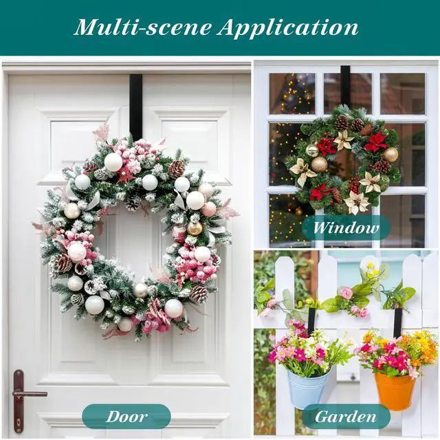 Alt view image 3 of 7 - Christmas Wreath Hangers for Front Door,12" Wreath Door Hanger | Over The Door wreath Hanger,Halloween Wreath Hanger,Thanksgiving Door Hanger,Christmas Door Decorations for Christmas Wreath