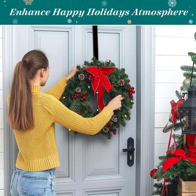 Alt view image 4 of 7 - Christmas Wreath Hangers for Front Door,12" Wreath Door Hanger | Over The Door wreath Hanger,Halloween Wreath Hanger,Thanksgiving Door Hanger,Christmas Door Decorations for Christmas Wreath