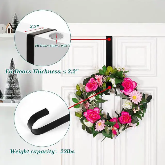 Alt view image 6 of 7 - Christmas Wreath Hangers for Front Door,12" Wreath Door Hanger | Over The Door wreath Hanger,Halloween Wreath Hanger,Thanksgiving Door Hanger,Christmas Door Decorations for Christmas Wreath