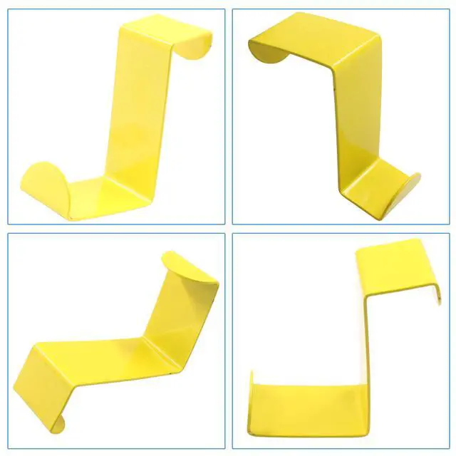 Alt view image 3 of 5 - 5Pcs Over The Door Hooks, Yellow, Fits 3/4" & 1-1/2" Door Widths | Z-Shaped Hanger, Reversible Single Metal Hooks, For Hanging Clothes, Towels, Bags