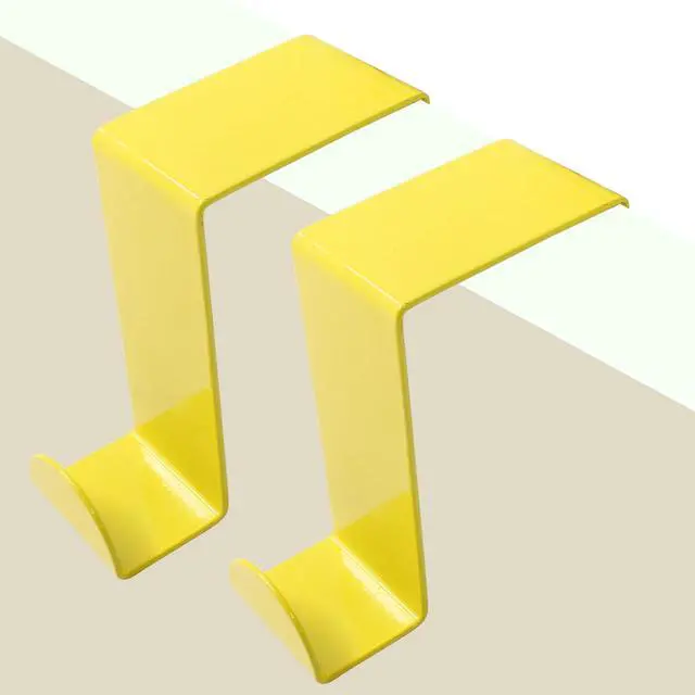 Alt view image 4 of 5 - 5Pcs Over The Door Hooks, Yellow, Fits 3/4" & 1-1/2" Door Widths | Z-Shaped Hanger, Reversible Single Metal Hooks, For Hanging Clothes, Towels, Bags
