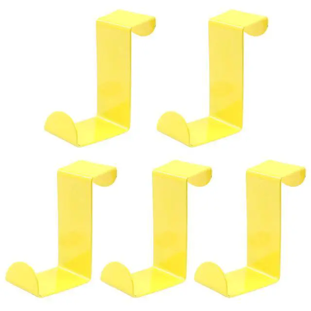 Alt view image 5 of 5 - 5Pcs Over The Door Hooks, Yellow, Fits 3/4" & 1-1/2" Door Widths | Z-Shaped Hanger, Reversible Single Metal Hooks, For Hanging Clothes, Towels, Bags