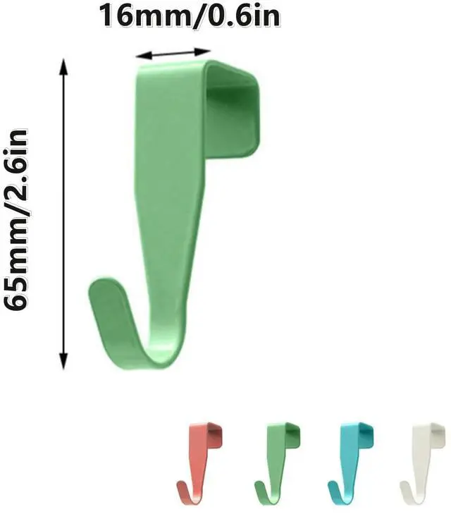 Alt view image 2 of 7 - 4 Pcs Electroplate Metal Over Cabinet Door Hooks - Sturdy Single Hanger for Towels Clothes Bags Bathroom Cubicle, Random Color