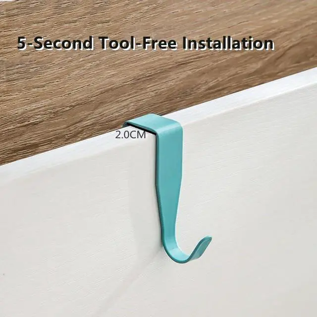 Alt view image 4 of 7 - 4 Pcs Electroplate Metal Over Cabinet Door Hooks - Sturdy Single Hanger for Towels Clothes Bags Bathroom Cubicle, Random Color