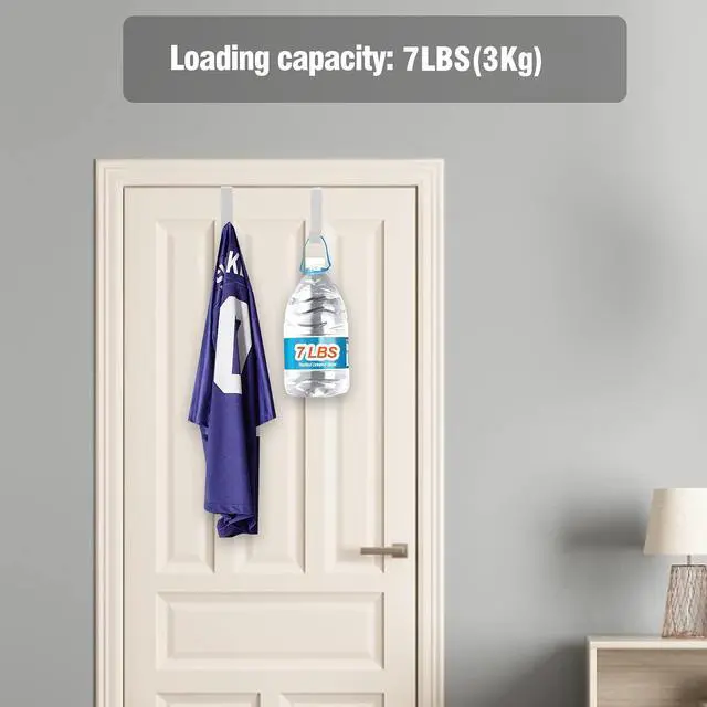 Alt view image 3 of 7 - 4 Pack Over The Door Hooks, Sturdy Metal Single Over Door Hooks, White Door Hanger Hook Door Hooks for Hanging, Towels, Clothes, Bathroom, Hold Up to 7Lbs