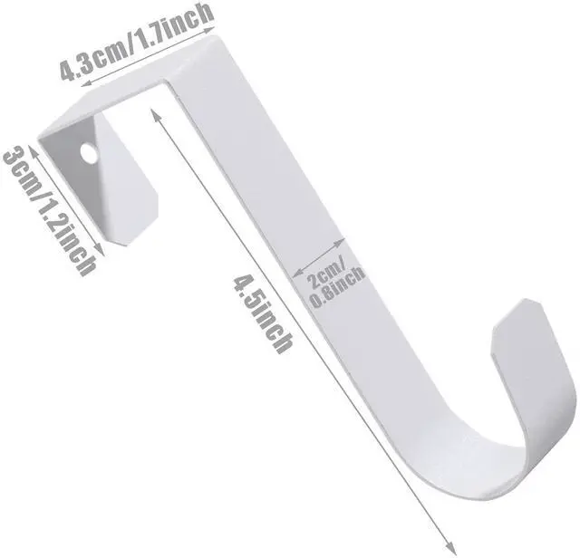 Alt view image 2 of 7 - 4 Pack Over The Door Hooks, Sturdy Metal Single Over Door Hooks, White Door Hanger Hook Door Hooks for Hanging, Towels, Clothes, Bathroom, Hold Up to 7Lbs