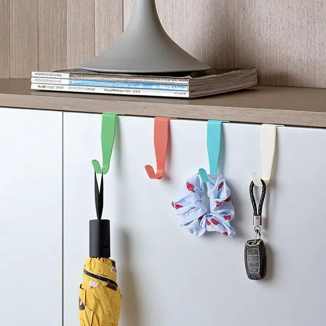 Alt view image 7 of 7 - Over The Door Cabenit Drawer Hooks Carbon Steel Hanger Hook No Drill Cabinet Drawer Organizer Heavy Duty Easy to Install Hook for Hanging Stocking Clothes Towels Kitchen Cabinet Bathroom Door