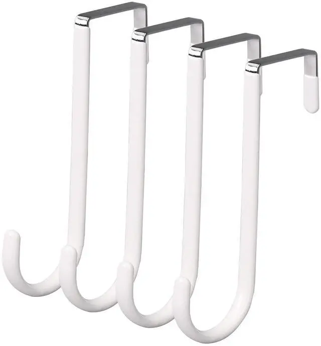 Main image of Over The Door Hooks, 4 Pack Hangers Hooks with Rubber Prevent Scratches Heavy Duty Organizer for Living Room, Bathroom, Bedroom, Kitchen Hanging Clothes, Towels, Hats, Coats