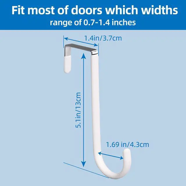 Alt view image 2 of 5 - Over The Door Hooks, 4 Pack Hangers Hooks with Rubber Prevent Scratches Heavy Duty Organizer for Living Room, Bathroom, Bedroom, Kitchen Hanging Clothes, Towels, Hats, Coats
