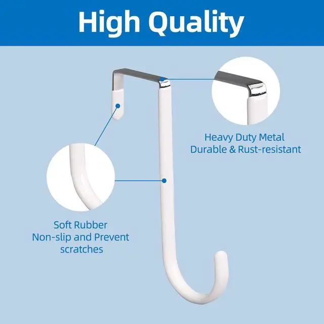 Alt view image 3 of 5 - Over The Door Hooks, 4 Pack Hangers Hooks with Rubber Prevent Scratches Heavy Duty Organizer for Living Room, Bathroom, Bedroom, Kitchen Hanging Clothes, Towels, Hats, Coats