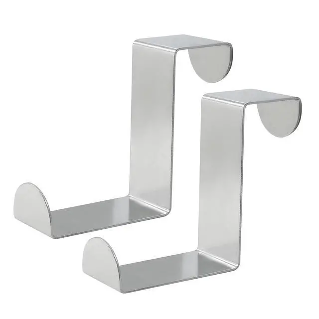 Alt view image 5 of 5 - 5 Pcs Over The Door Hooks Stainless Steel Z-Shaped | Reversible Hanger, Fits 1" and 2" Door Thickness, Heavy Duty, For Towels, Coats, Bags, Robes