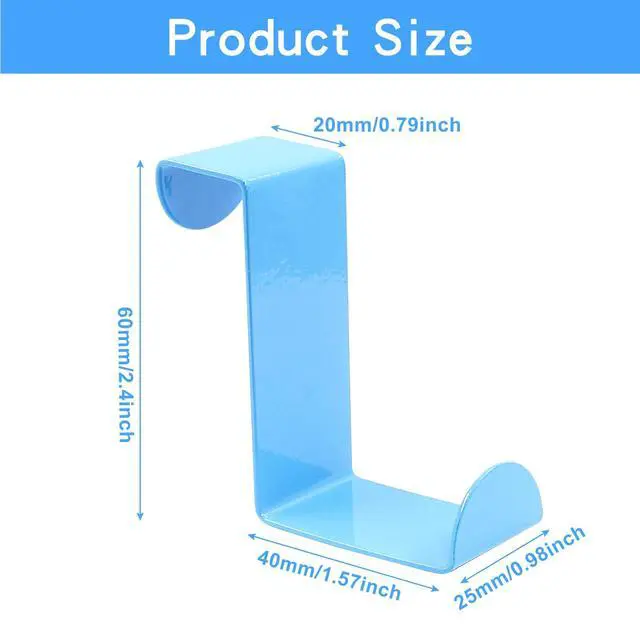 Alt view image 2 of 5 - 5Pcs Over The Door Hooks, Blue, Fits 3/4" & 1-1/2" Door Widths | Z-Shaped Hanger, Reversible Single Metal Hooks, For Hanging Clothes, Towels, Bags