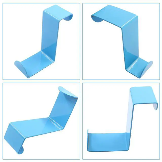 Alt view image 3 of 5 - 5Pcs Over The Door Hooks, Blue, Fits 3/4" & 1-1/2" Door Widths | Z-Shaped Hanger, Reversible Single Metal Hooks, For Hanging Clothes, Towels, Bags