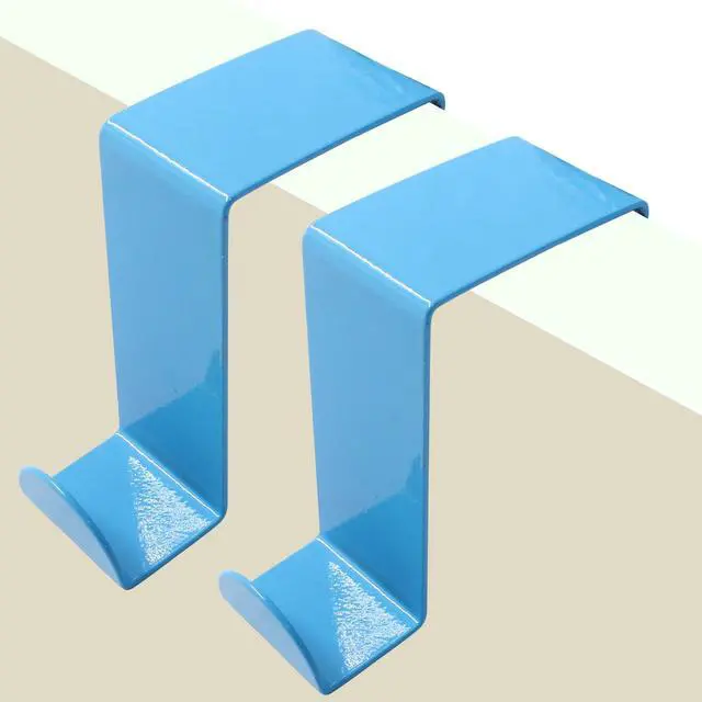 Alt view image 4 of 5 - 5Pcs Over The Door Hooks, Blue, Fits 3/4" & 1-1/2" Door Widths | Z-Shaped Hanger, Reversible Single Metal Hooks, For Hanging Clothes, Towels, Bags