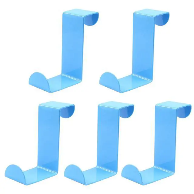 Alt view image 5 of 5 - 5Pcs Over The Door Hooks, Blue, Fits 3/4" & 1-1/2" Door Widths | Z-Shaped Hanger, Reversible Single Metal Hooks, For Hanging Clothes, Towels, Bags