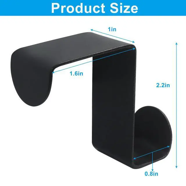 Alt view image 3 of 5 - 2 Pack Over The Hooks, Black | Heavy Duty Stainless Steel, S-Shaped Hangers, No Drill Space Saving, For Bathroom, Closet, Towels, Robes, Hats, Bags