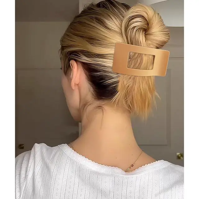 Alt view image 4 of 7 - Flat Hair Clips for Women Girls, 12 Pack Lay Flat Claw Clips, Large Side French Duck Billed Hair Jaw Claw Clip for All Hair Types, Work Daily Trendy Fashion Styling Gifts Hair Clip Brown