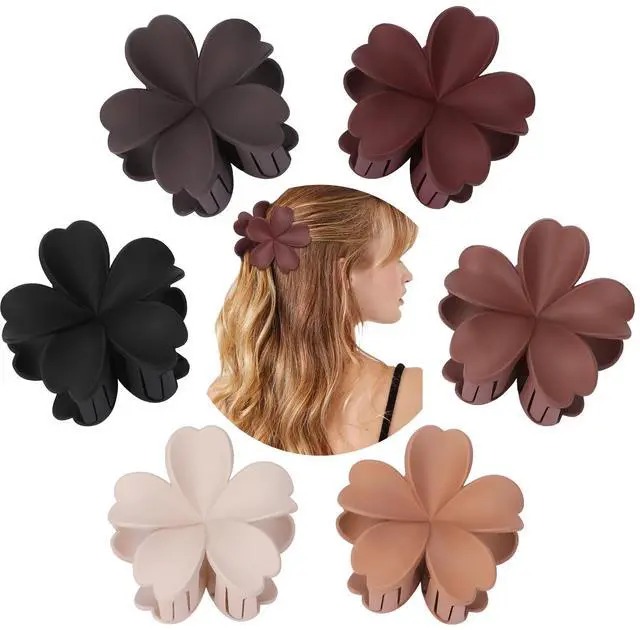 Alt view image 2 of 7 - 6 Pcs Flower Hair Claw Clips for Women & Girls Hawaiian Styles Hair Accessories