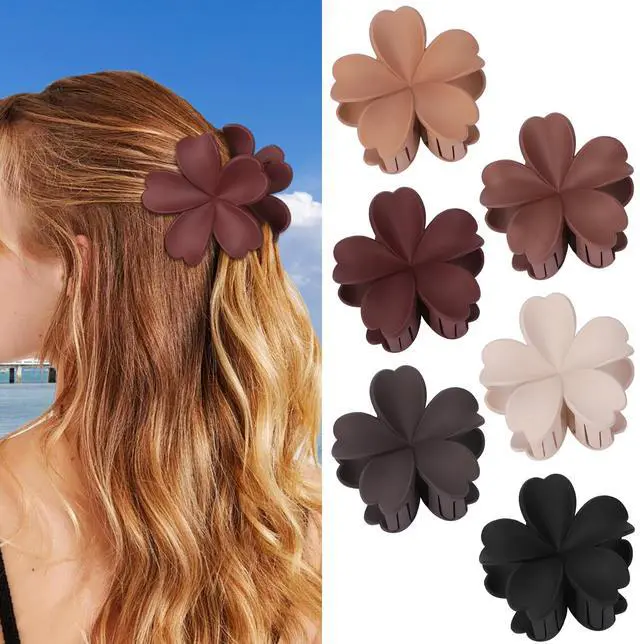 Alt view image 7 of 7 - 6 Pcs Flower Hair Claw Clips for Women & Girls Hawaiian Styles Hair Accessories