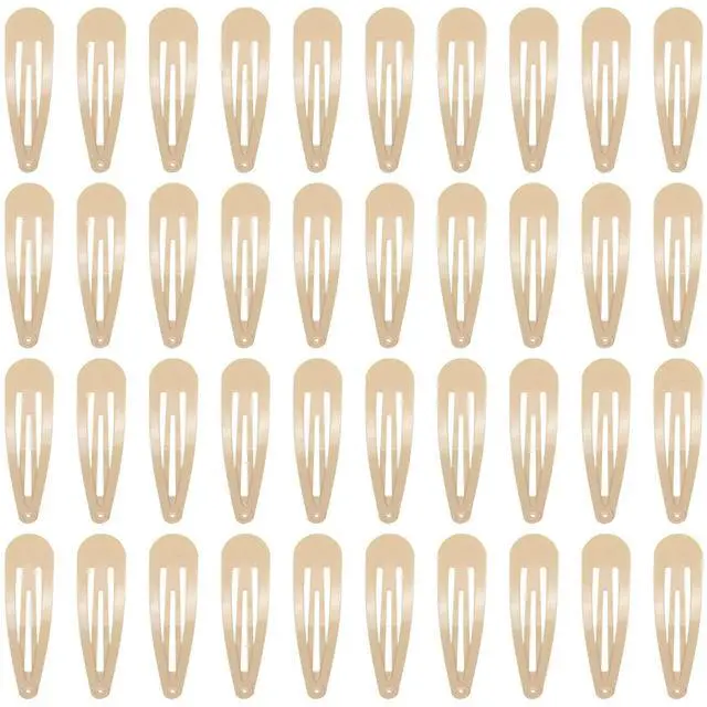 Main image of 40 Counts Colorful Metal Snap Hair Clips 2 Inch Barrettes for Women Accessories (taupe)