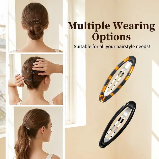 Alt view image 4 of 7 - 8 Pcs Hair Clip Barrettes for Women, Oval Large Snap Hair Clips, Non-Slip Metal Hairs Barrettes, Women's Accessories