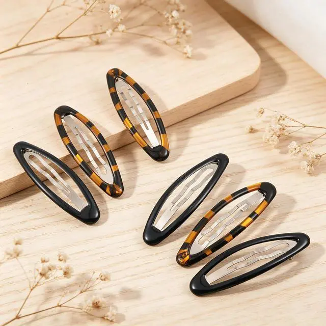 Alt view image 6 of 7 - 8 Pcs Hair Clip Barrettes for Women, Oval Large Snap Hair Clips, Non-Slip Metal Hairs Barrettes, Women's Accessories