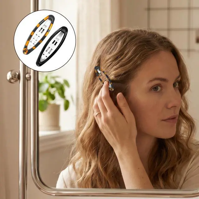 Alt view image 7 of 7 - 8 Pcs Hair Clip Barrettes for Women, Oval Large Snap Hair Clips, Non-Slip Metal Hairs Barrettes, Women's Accessories