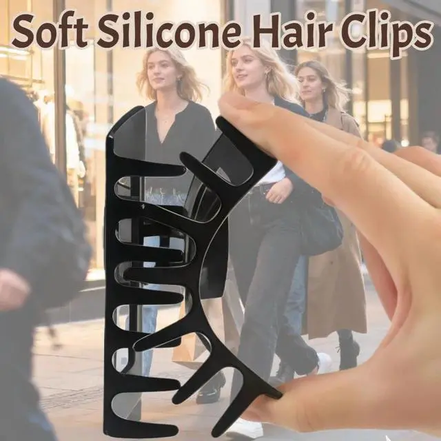 Alt view image 2 of 7 - 5Pcs Soft Cloud Hair Clips for Women, Flat Round Silicone Hair Claw for Women Hair Clip,Volume Hair Claw Colorful Kabuki Y2K Clip for Thick or Thin Hair Strong Hold No Slip Barrettes Coffee