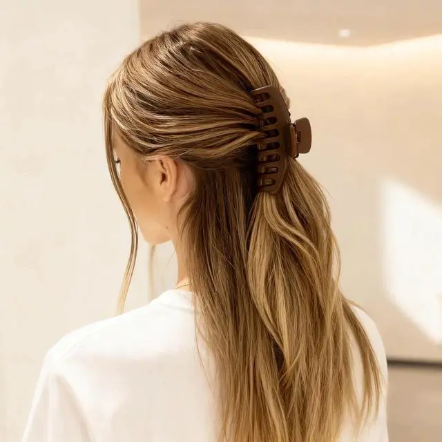 Alt view image 5 of 7 - 5Pcs Soft Cloud Hair Clips for Women, Flat Round Silicone Hair Claw for Women Hair Clip,Volume Hair Claw Colorful Kabuki Y2K Clip for Thick or Thin Hair Strong Hold No Slip Barrettes Coffee