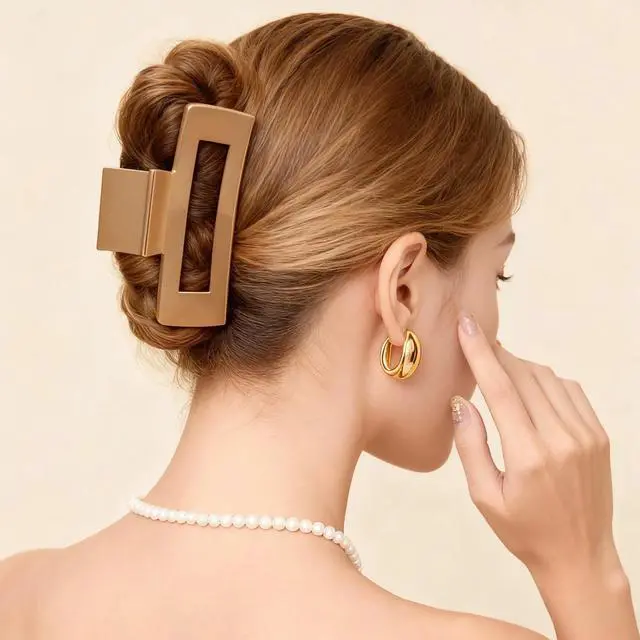Alt view image 7 of 7 - 5Pcs Soft Cloud Hair Clips for Women, Flat Round Silicone Hair Claw for Women Hair Clip,Volume Hair Claw Colorful Kabuki Y2K Clip for Thick or Thin Hair Strong Hold No Slip Barrettes Coffee