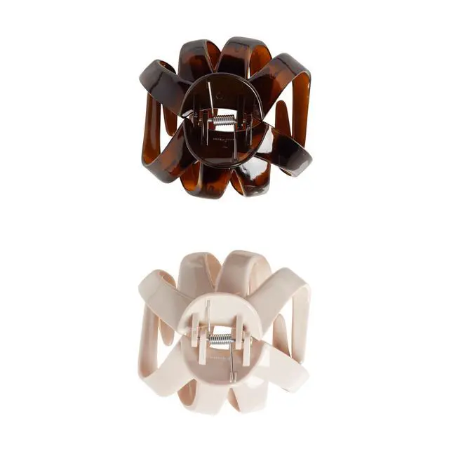 Alt view image 3 of 5 - SlideProof Octopus Large Claw Clips, 2 Ct, Neutral Tones, Secure Grip Accessories for Women & Men, Hair Styling Accessories for All Occasions, Claw Clips for Thick Hair