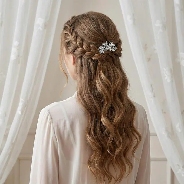 Alt view image 7 of 7 - 2 Pcs Rhinestone Hair Clips, Silver Hair Clips, Crystal Fancy Hair Clip for Women, Sparkly Rhinestone Barrettes for Women, Bridal Hair Accessories for Women, Wedding, Prom