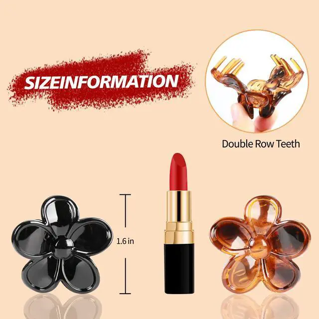 Alt view image 5 of 7 - 4-Piece Medium Hair Claw Clips for Women-Versatile Small Claw Clips for Thin & ThickHair, 2 Stylish Designs (Flower shape & JawClips),Perfect Hair Accessories for Women & Girls
