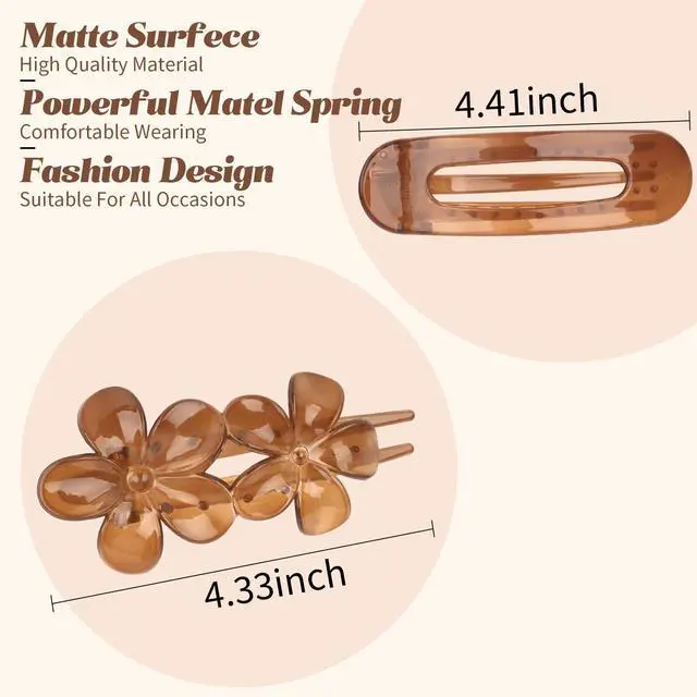 Alt view image 2 of 6 - Flat Hair Clips for Women Girls 8pcs Flat Claw Clips 2 Styles Claw Clips for Thick Thin Hair French Barrette Lay Hair Accessories for Women Girls