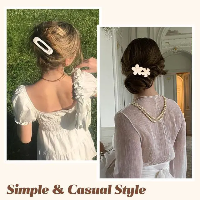 Alt view image 4 of 6 - Flat Hair Clips for Women Girls 8pcs Flat Claw Clips 2 Styles Claw Clips for Thick Thin Hair French Barrette Lay Hair Accessories for Women Girls