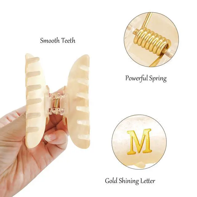 Alt view image 2 of 7 - Hair Claw Clips for Women, Birthday Gift Initial Elegant Hair Clips for Teen Girl, Glitter Claw Clip for Thick Thin Hair, Bridesmaid Gifts, Letter M