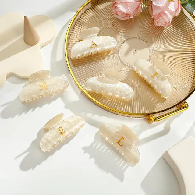 Alt view image 5 of 7 - Hair Claw Clips for Women, Birthday Gift Initial Elegant Hair Clips for Teen Girl, Glitter Claw Clip for Thick Thin Hair, Bridesmaid Gifts, Letter M